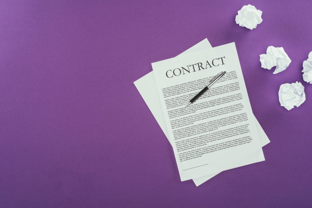 Image of a contract for a pitch deck
