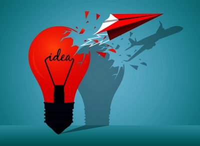 app launch - paper airplane coming out of light bulb